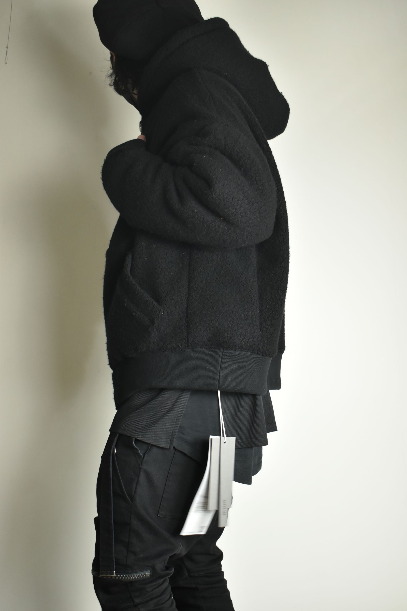 《2026AW先行予約》Sheep Pile Knit Padded Hoodie"Black / Khaki" / シープパイルニットパデッドフーディ"ブラック / カーキ"