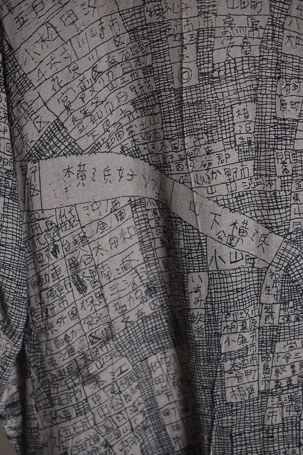 Japanese Map Inklet Print Long Shirts Coat/日本地図インクジェットプリントロングシャツコート