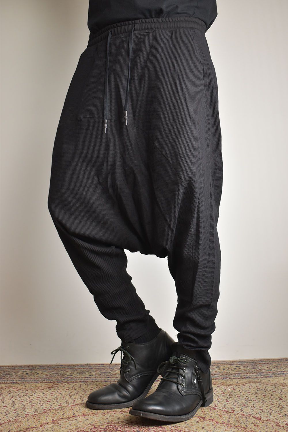 Waffle Sarrouel Pants"Black"/ワッフルサルエルパンツ"ブラック"