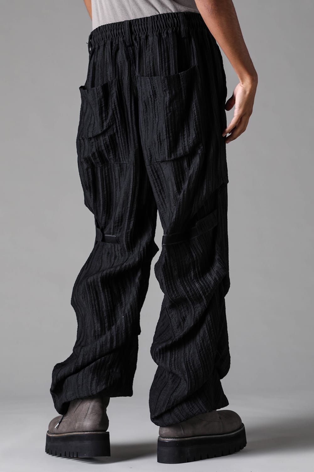 《2027SS先行予約》Ripple Sheer Tuck Wide Pants "Black" / リップルシアータックワイドパンツ"ブラック"