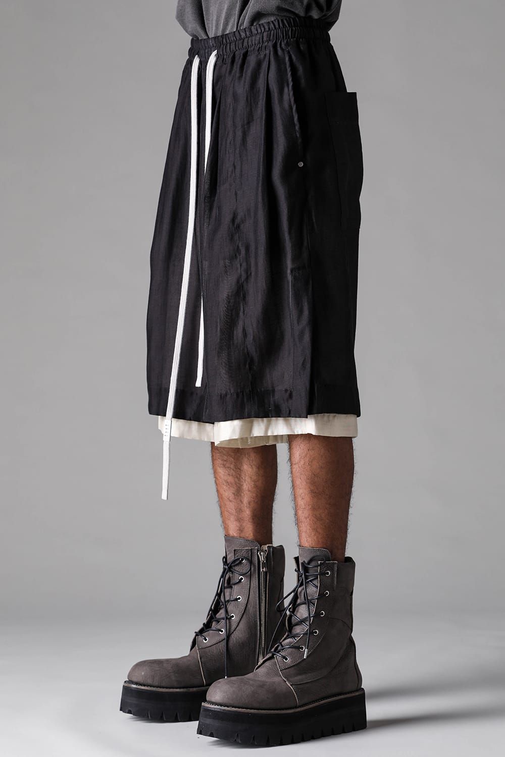 《2027SS先行予約》Layerd Wide Shorts"Black" / レイヤードワイドショーツ"ブラック"
