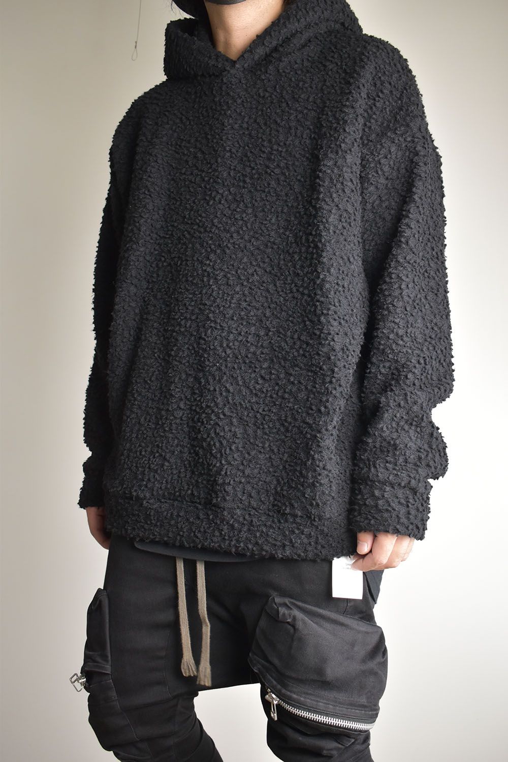 Wool Cotton Boa Hoodie Pullover"Black" /  ウールコットンボアフーディプルオーバー"ブラック"