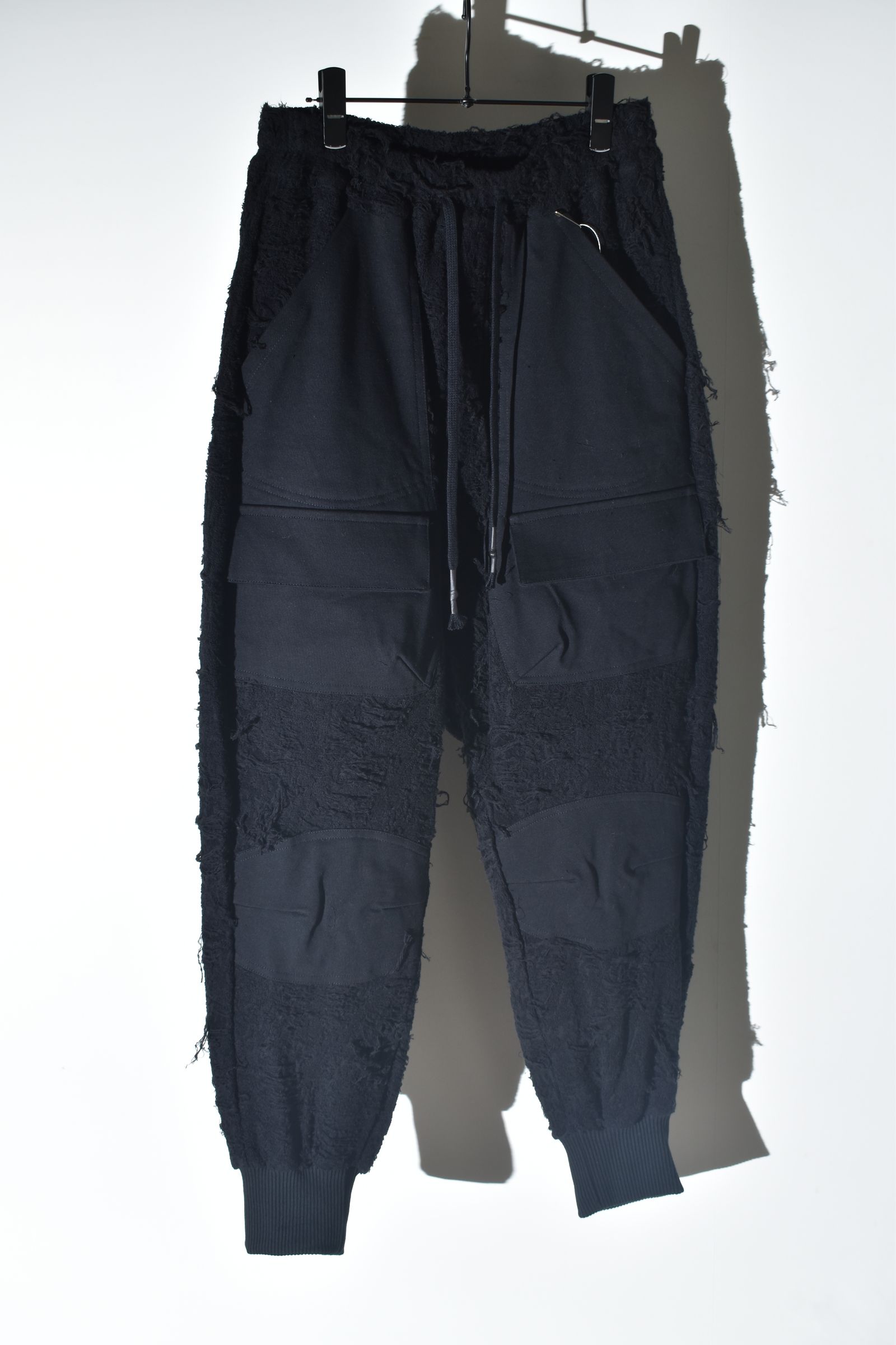 Damage Pile Combination Wide Jogger Pants"Black" / ダメージパイルコンビネーションワイドジョガーパンツ"ブラック"