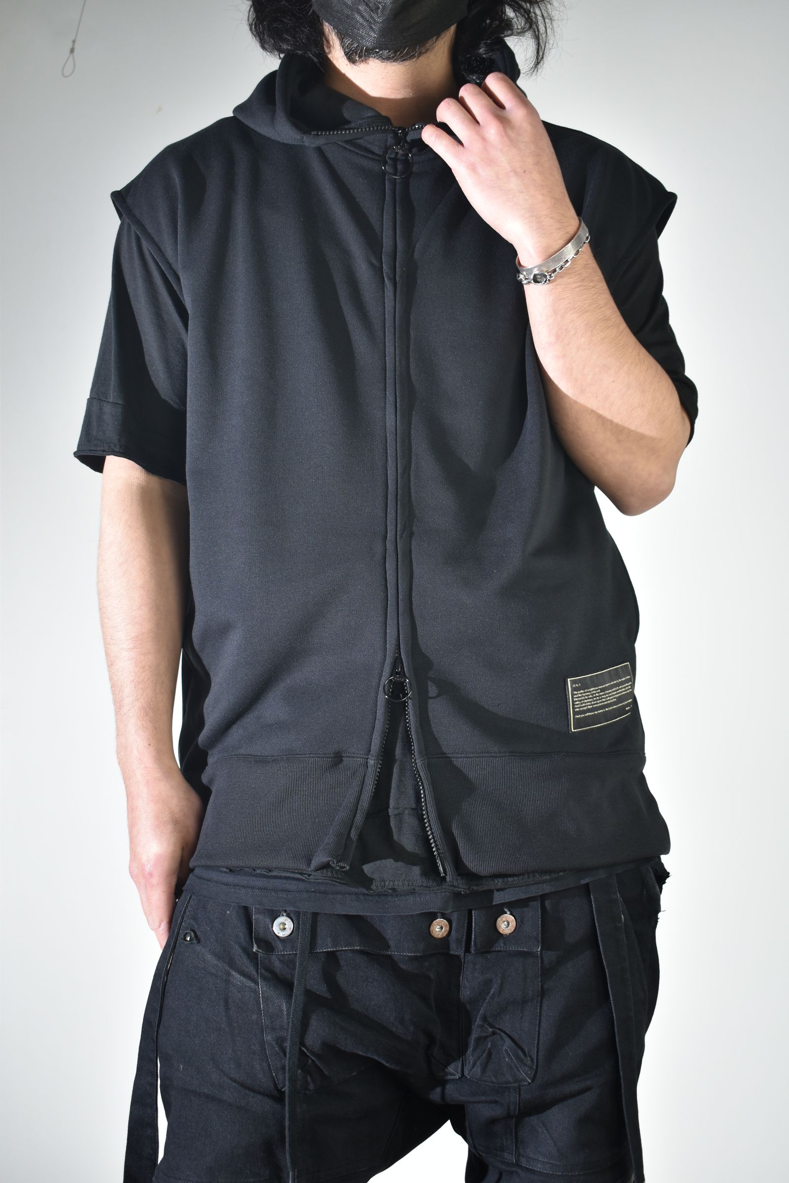 No Sleeve Zip Hoodie"Black" / ノースリーブジップフーディ"ブラック"