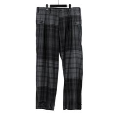 pour homme | チェック裾脇タブP / 桝柄チェック パンツ (メンズ) / ブラック / HS-P40-101