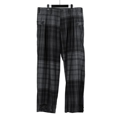 pour homme | チェック裾脇タブP / 桝柄チェック パンツ (メンズ) / ブラック / HS-P40-101