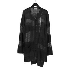 pour homme | 目おとし段違いCD (メンズ) / コットンニットカーディガン / ブラック / HP-K77-980-2