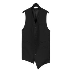 pour homme | アシメ丈V / シワギャバ ベスト (メンズ) / ブラック / HP-V08-100
