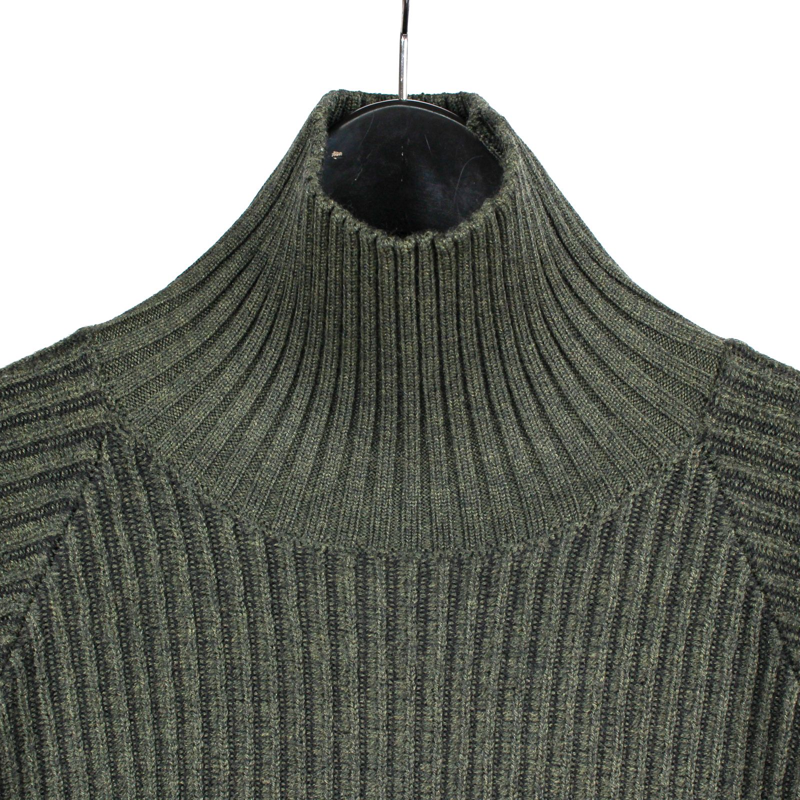 Ground Y | COLOR COMBI HIGH NECK KNIT / タートルネック ニットセーター (ユニセックス) / カーキ×ブラック / GL-K01-160-3