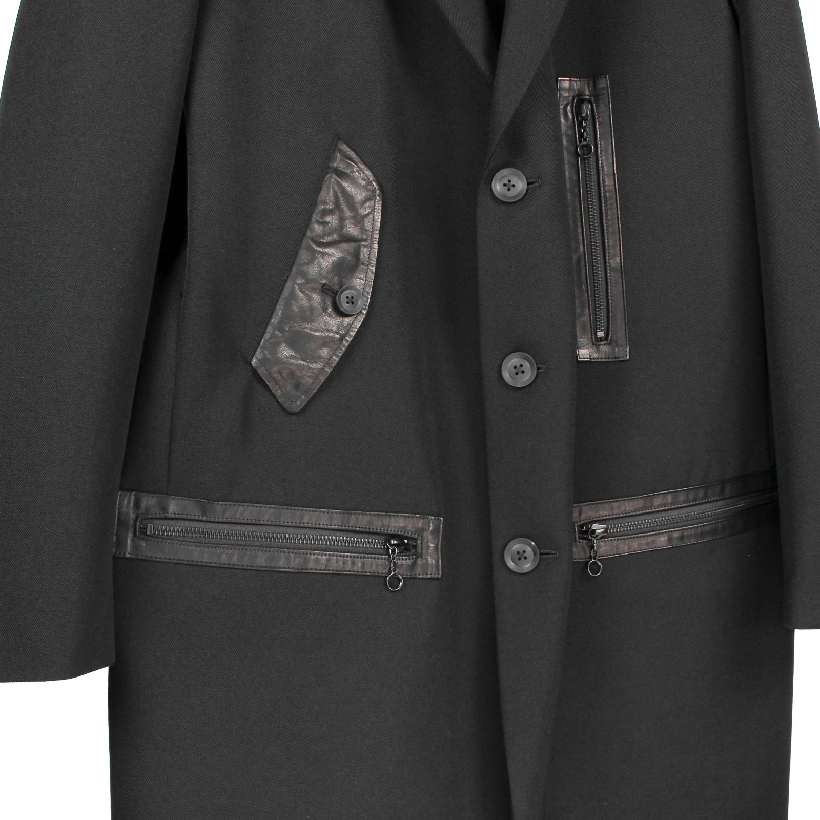 pour homme  | レザー切替ファスナーJ / ジャケット(メンズ) / アーミーギャバ / ブラック / HW-J11-834