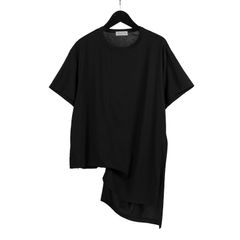 pour homme アシメ裾半袖 カットソー (メンズ) / ブラック / HS-T28-078