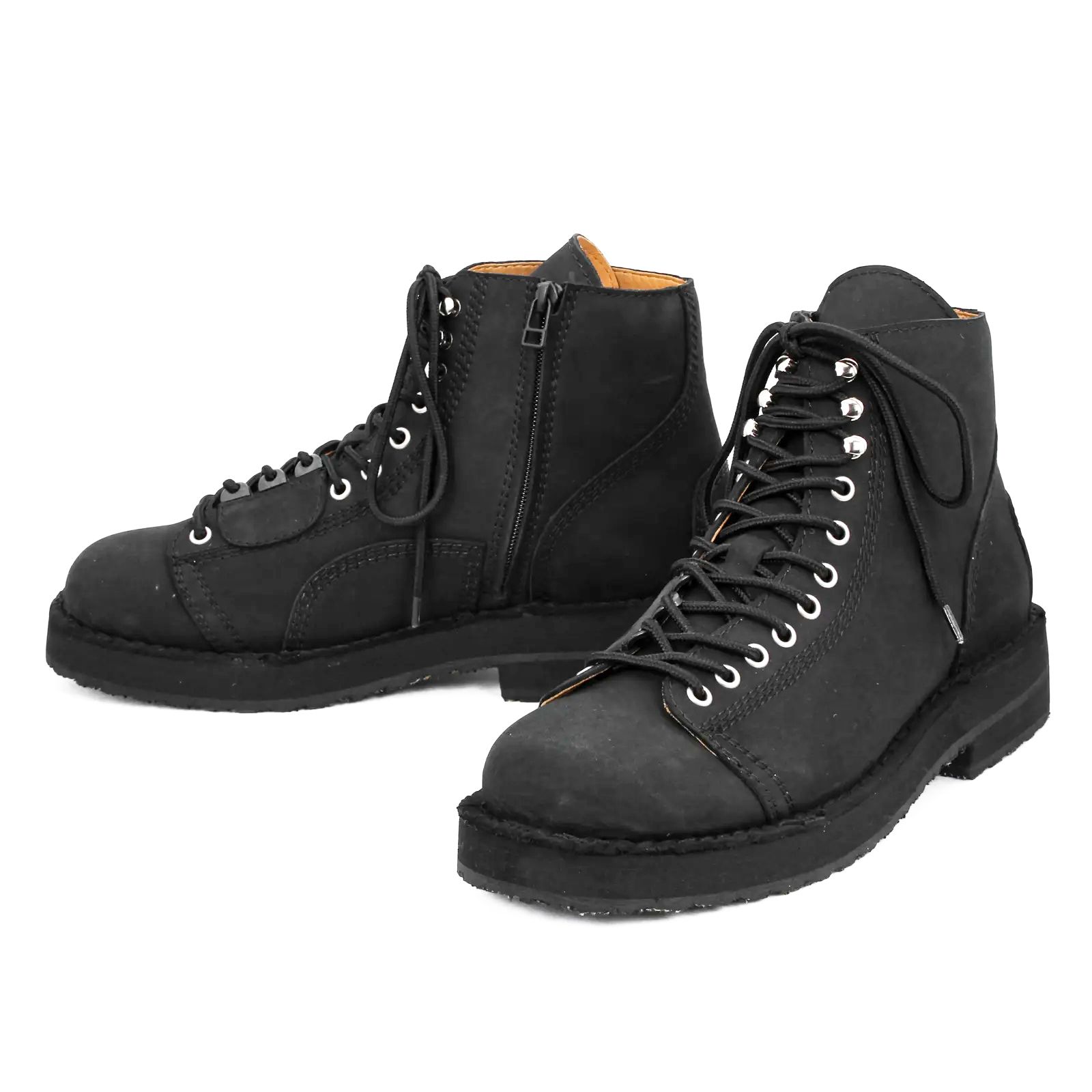 pour homme | ファスナーバイカーブーツ / マットスムースレザー / ブラック / HW-E54-765