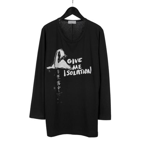 Yohji Yamamoto [HR-T23-075 / Uネック長袖 抜染 メッセージPT]