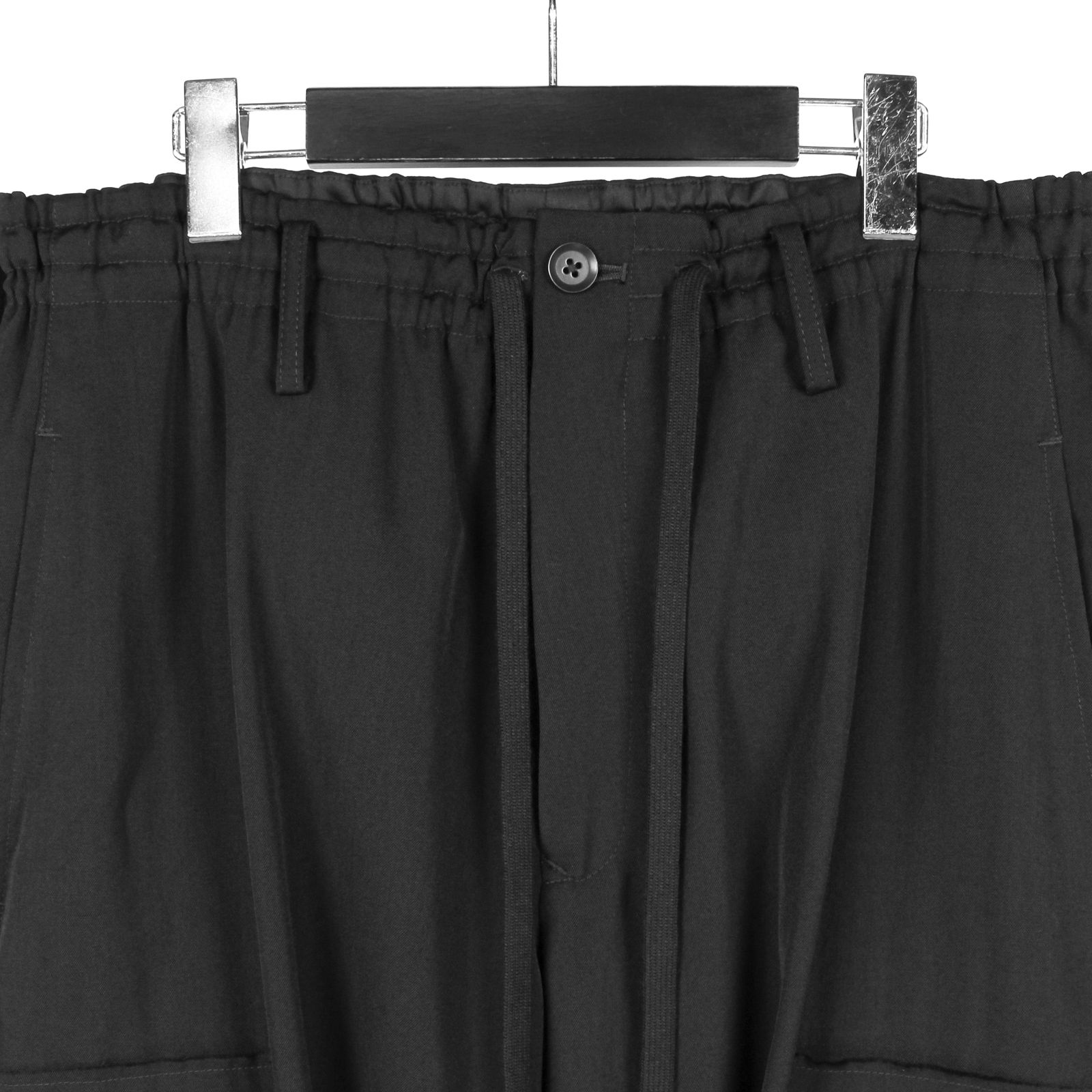 Ground Y | WOOL GABARDINE STANDARD RIBBED HEM CARGO / ミリタリー カーゴパンツ (ユニセックス) / ブラック / GA-P07-101