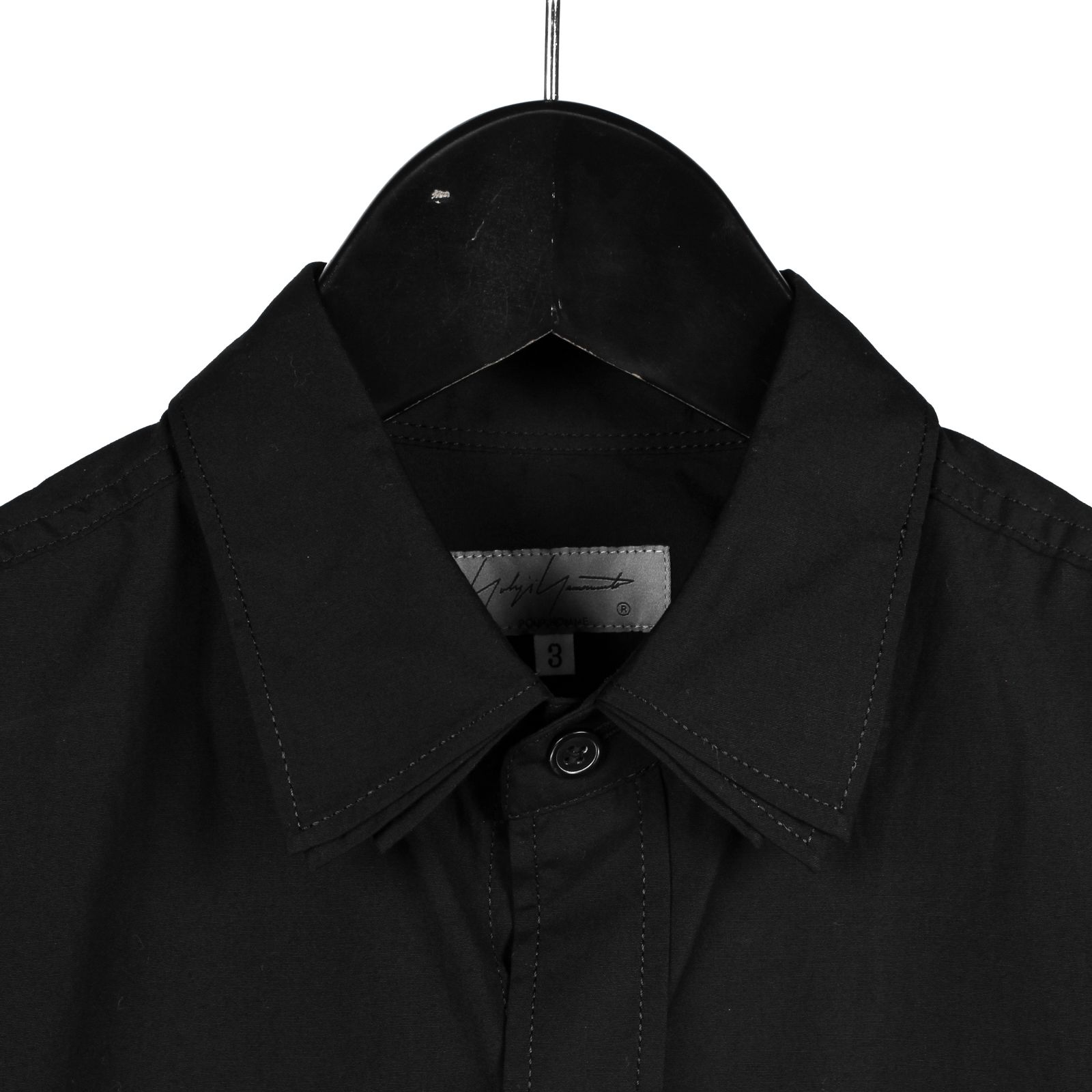 yohji yamamoto - pour homme | 環縫い三枚衿B / シャツ (メンズ) / ブラック / HO-B02-001 |  ALUBUS / RUFUS