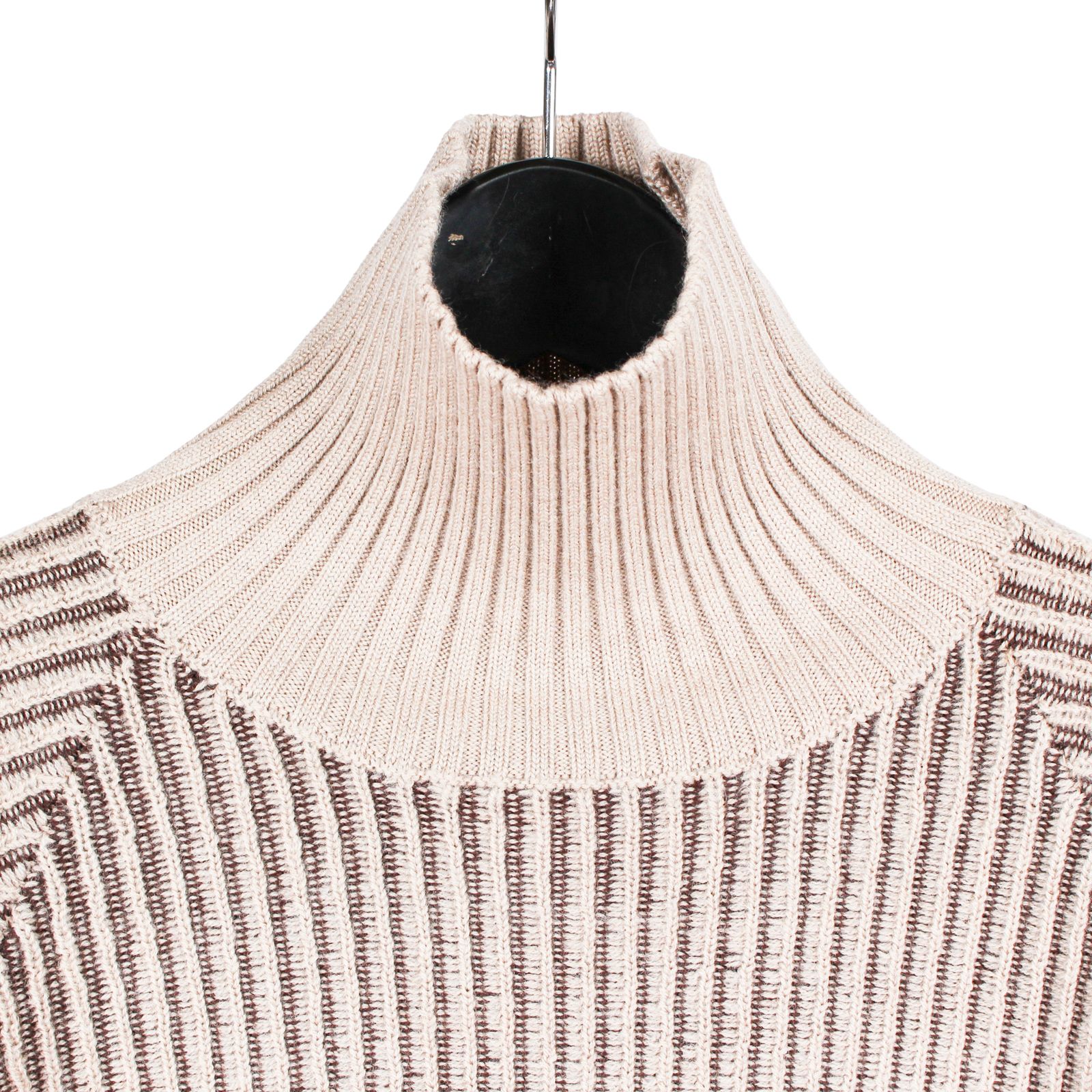 Ground Y | COLOR COMBI HIGH NECK KNIT / タートルネック ニットセーター (ユニセックス) / ベージュ×ブラウン / GL-K01-160-1