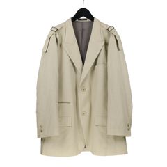 Y's for men | COTTON LINEN VIYELLA 2-BUTTONS JACKET WITH SHOULDER BUCKLES / 2Bジャケット (メンズ) / ベージュ / MO-J14-012