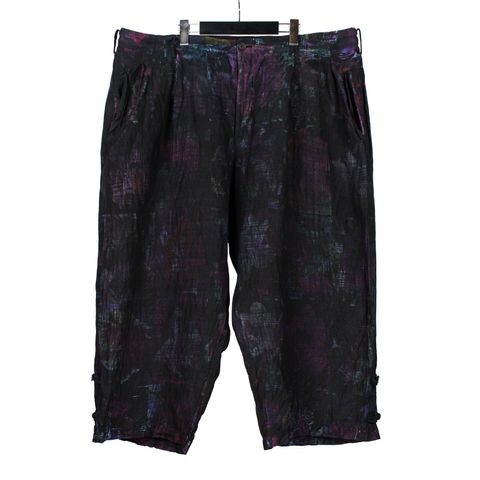 pour homme | 紫チェックプリントパンツ (メンズ) / ブラック / HG-P78-323