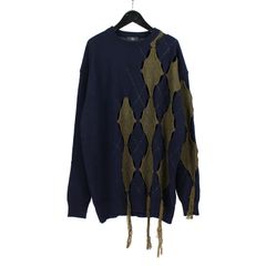 Y's | JERSEY X ARGYLE BIG PULLOVER / ニット セーター (ユニセックス) / ネイビー / YB-K68-145