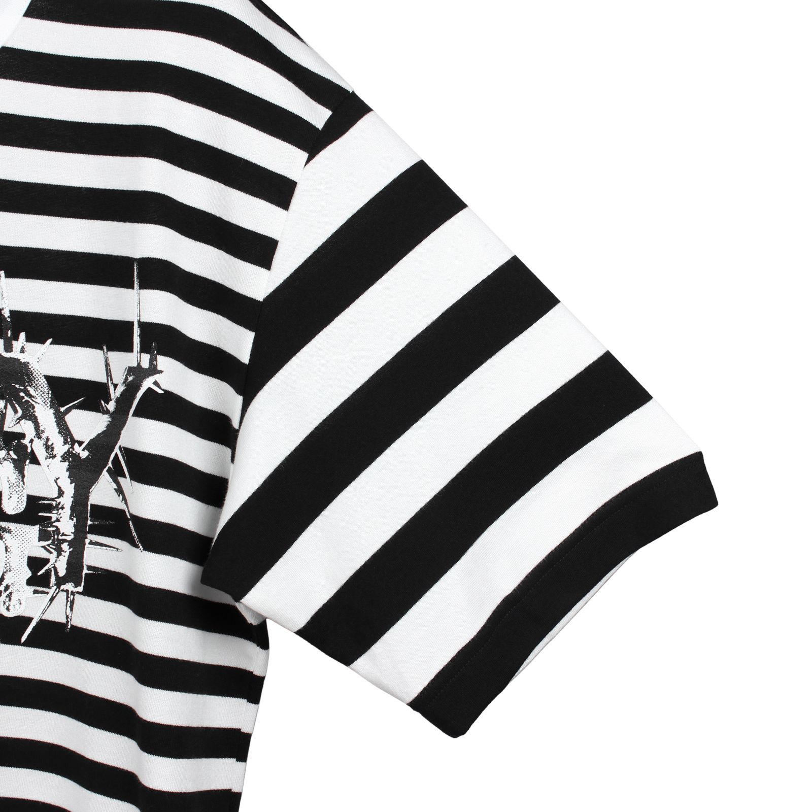 Ground Y | DIFFERENT LINES BORDER JERSEY GYLOGO TYPE-E GRAPHIC PRINT T-SHIRT / 半袖 カットソー (ユニセックス) / ホワイト×ブラック / GO-T19-816