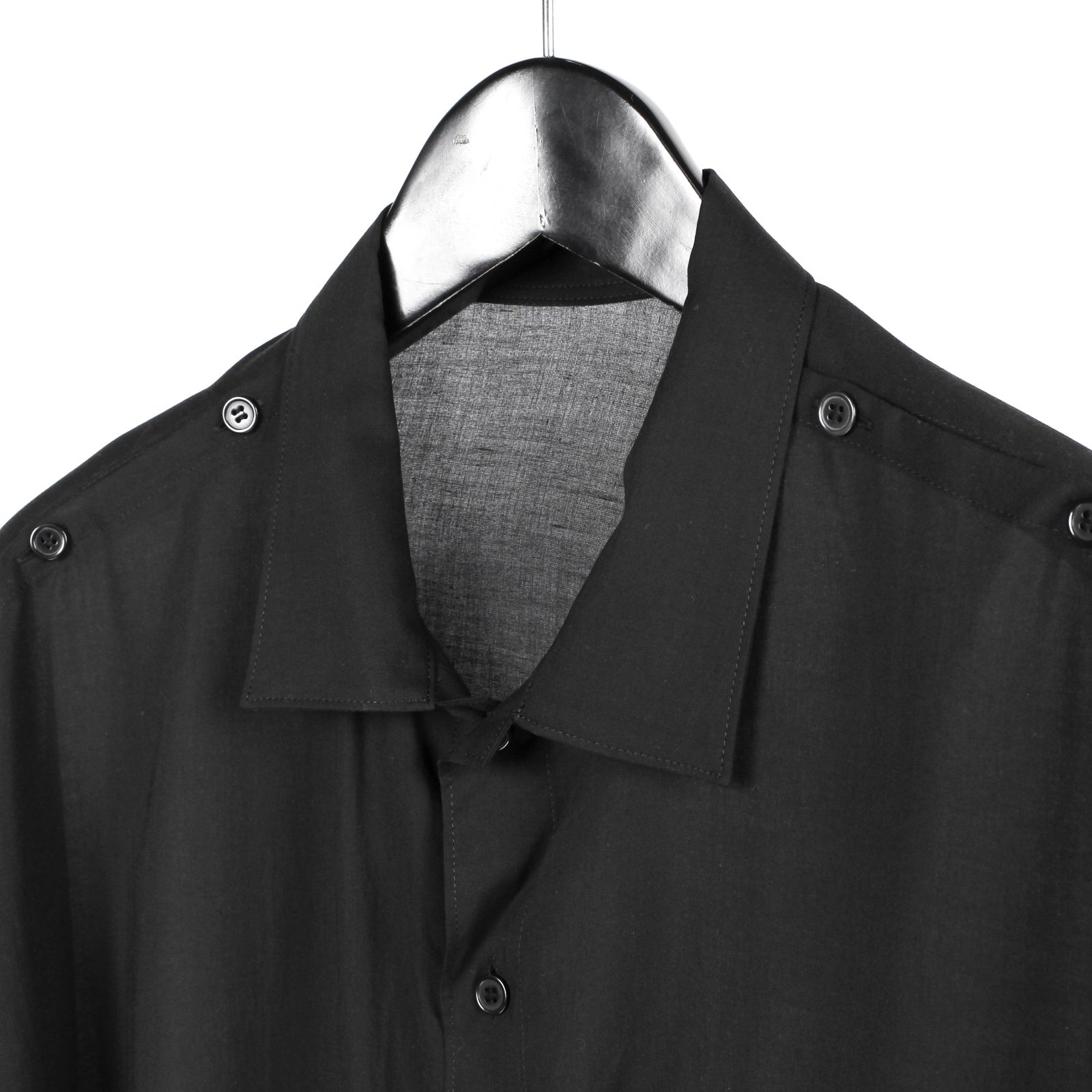 pour homme | 開襟肩あきB (メンズ) / 長袖シャツ / ブラック / HK-B26-235