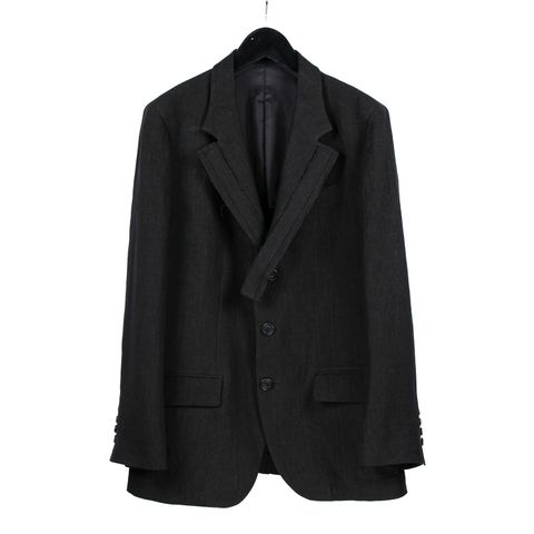 Y's for men | 飾り布3BJKT / 3つ釦リネンジャケット (メンズ) / ブラック / MS-J12-301