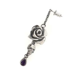 GOTHIC YOHJI YAMAMOTO SCULL ROSE EARRING / ピアス 片耳用 (ユニセックス)  アメジスト シルバー Silver950 / HP-A17-664