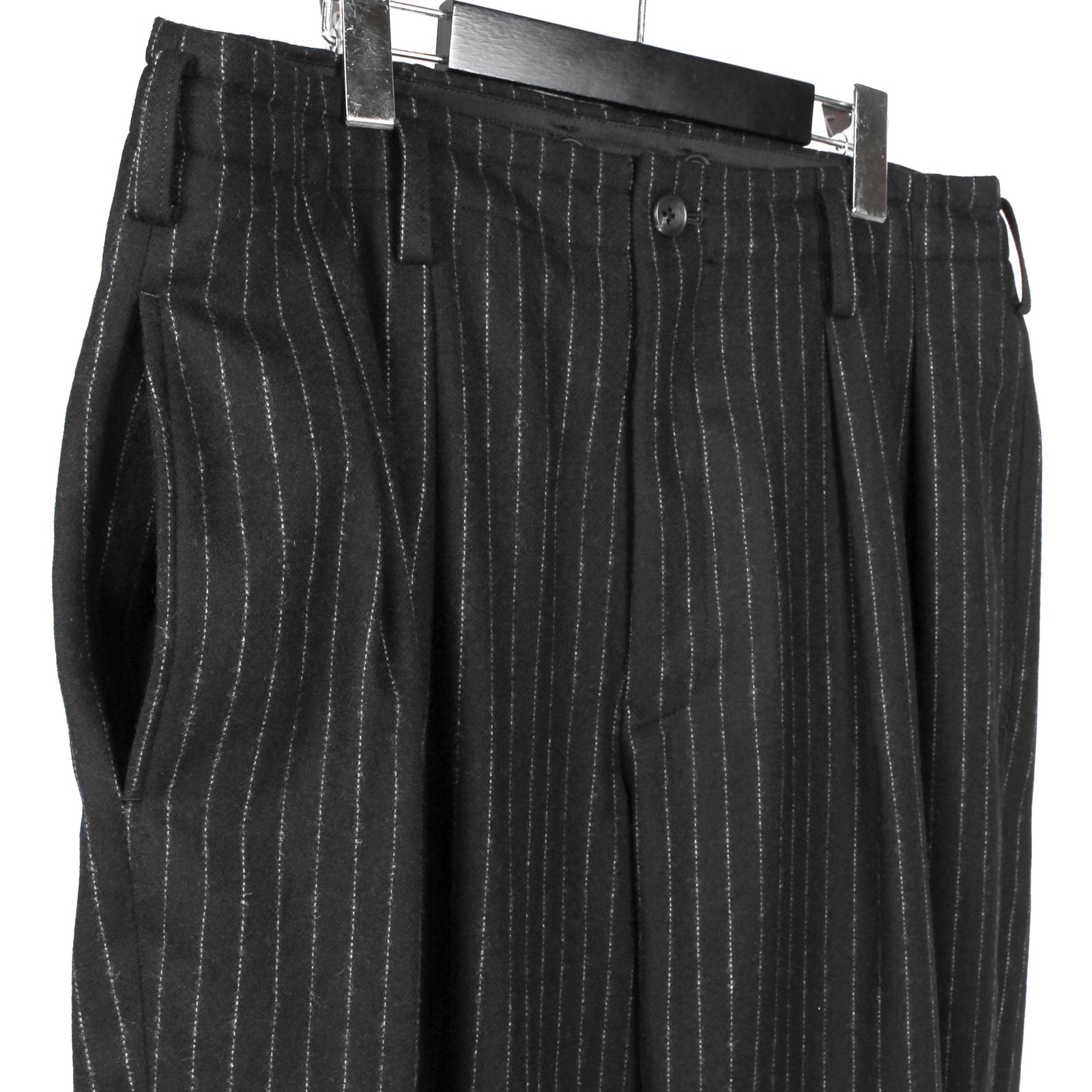 pour homme | 2タック細P  (メンズ) / ストライプフラノ / ブラック / HW-P48-138