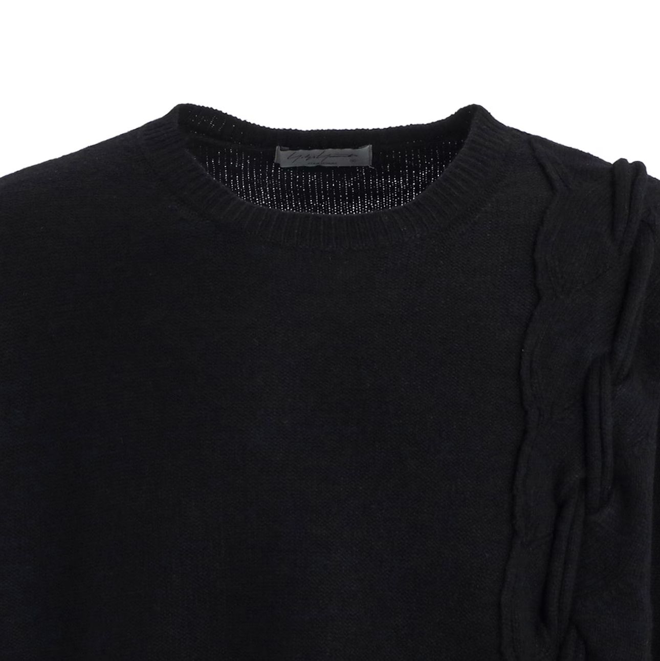 pour homme | 7G JERSEY STRING UNEVEN HEM ROUND NECK / ニット セーター（メンズ）ブラック / HO-K33-189