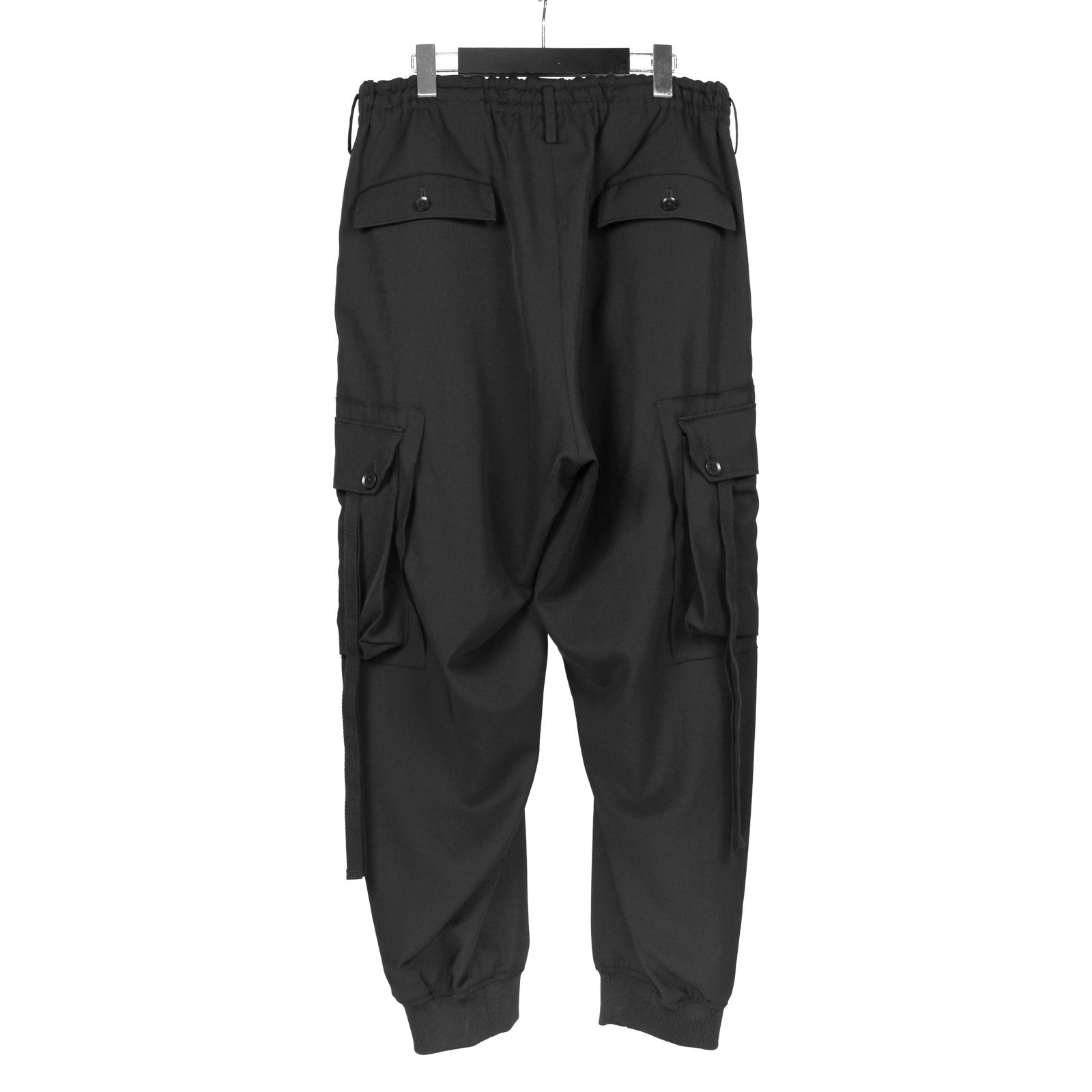 Ground Y | WOOL GABARDINE STANDARD RIBBED HEM CARGO / ミリタリー カーゴパンツ (ユニセックス) / ブラック / GA-P07-101