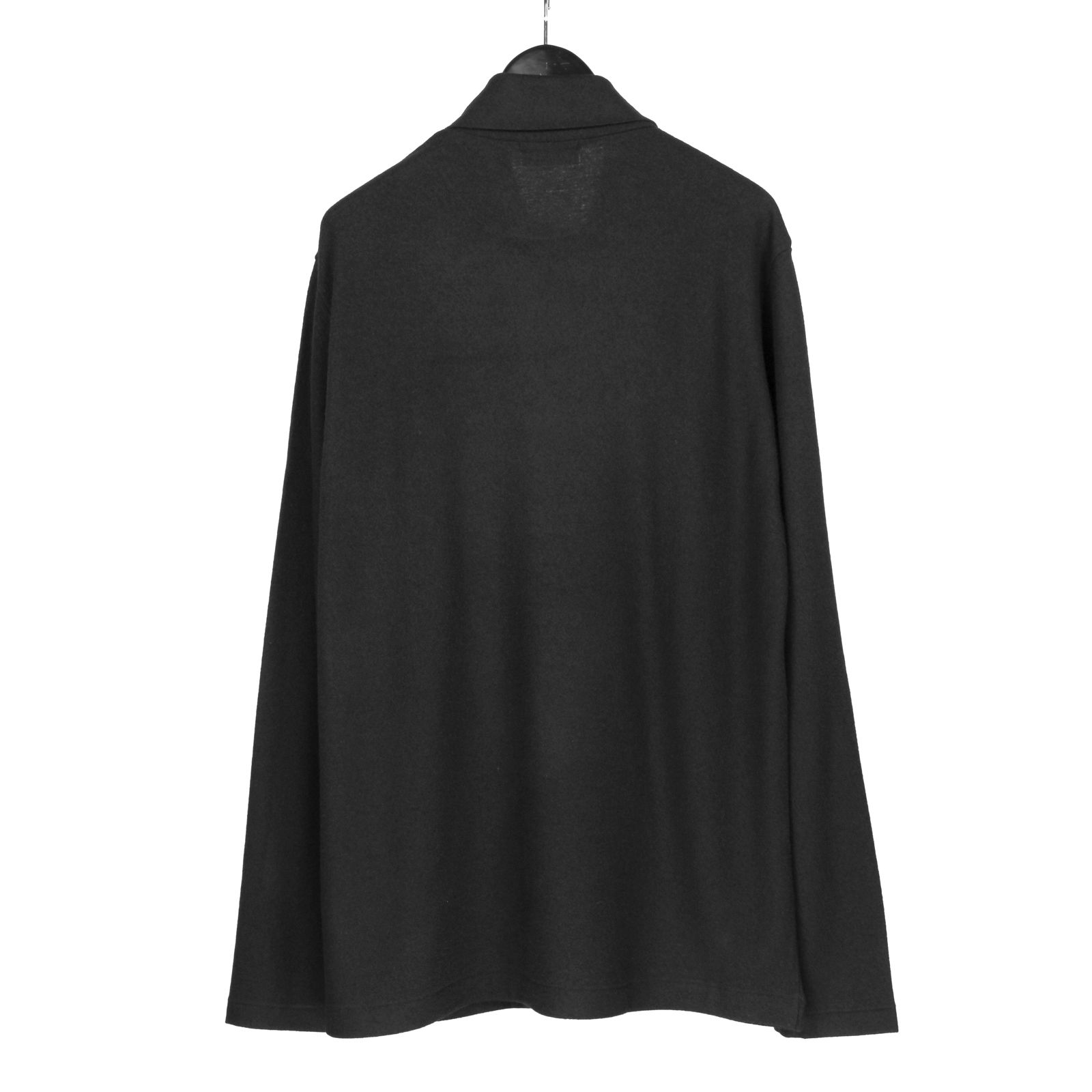 pour homme | 重ね衿タートル長袖 (メンズ) / ウールニットソー / ブラック / HW-T07-170
