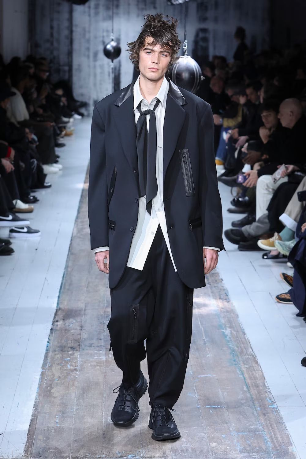 pour homme  | レザー切替ファスナーJ / ジャケット(メンズ) / アーミーギャバ / ブラック / HW-J11-834
