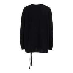 pour homme | 7G JERSEY STRING UNEVEN HEM ROUND NECK / ニット セーター（メンズ）ブラック / HO-K33-189