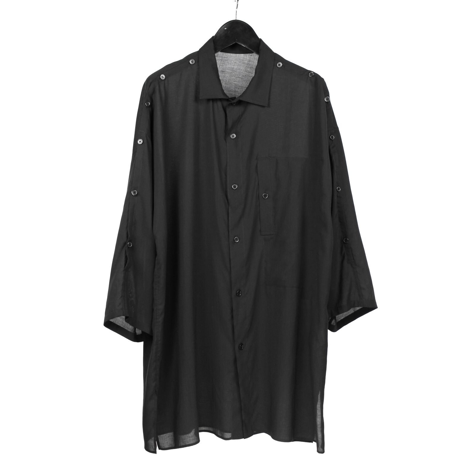 pour homme | 開襟肩あきB (メンズ) / 長袖シャツ / ブラック / HK-B26-235