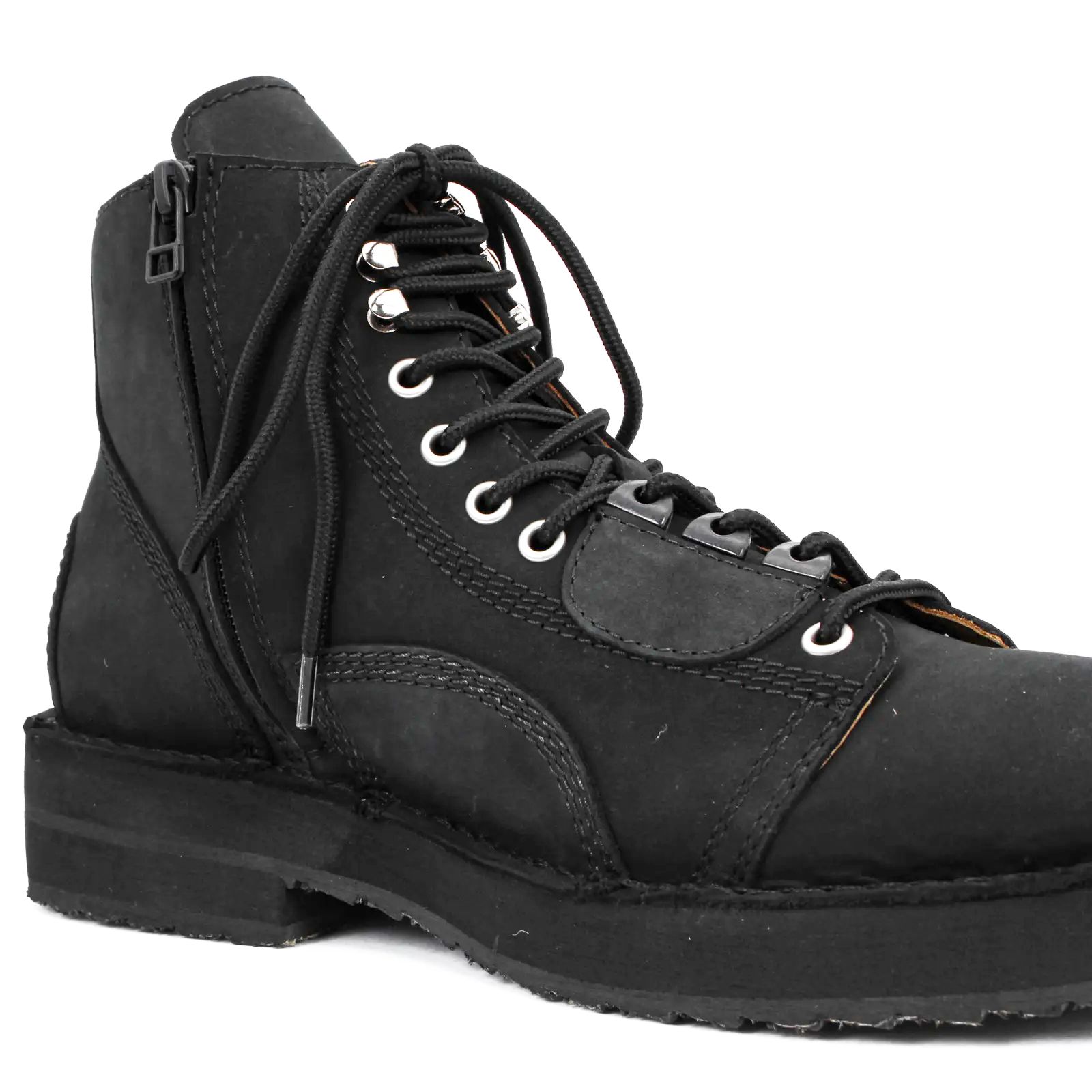pour homme | ファスナーバイカーブーツ / マットスムースレザー / ブラック / HW-E54-765