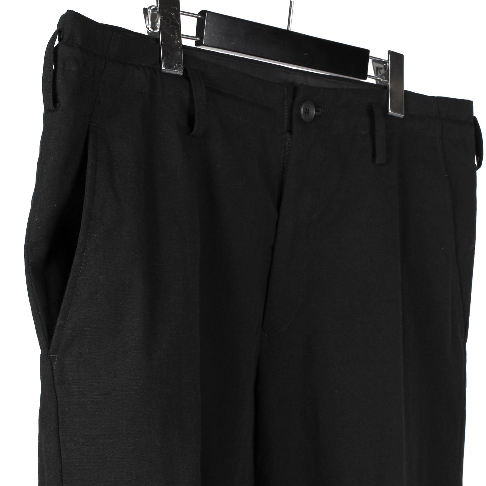 pour homme | 裾ベルトメッセージP (メンズ) / コットンリネン / ブラック / HP-P38-540