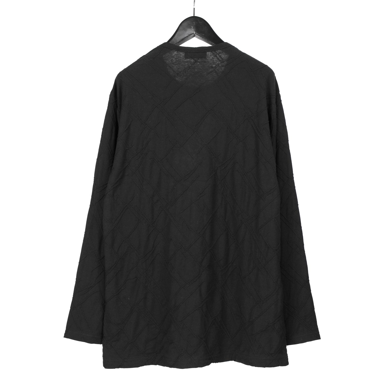 pour homme | タックジャガード丸首長袖 (メンズ) / 長袖カットソー / ブラック / HK-T82-093