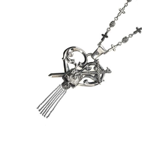 GOTHIC YOHJI YAMAMOTO SCULL HEART DAGGER PENDANT / ネックレス (ユニセックス)  ブルートパーズ シルバー Silver950 / HP-A10-660
