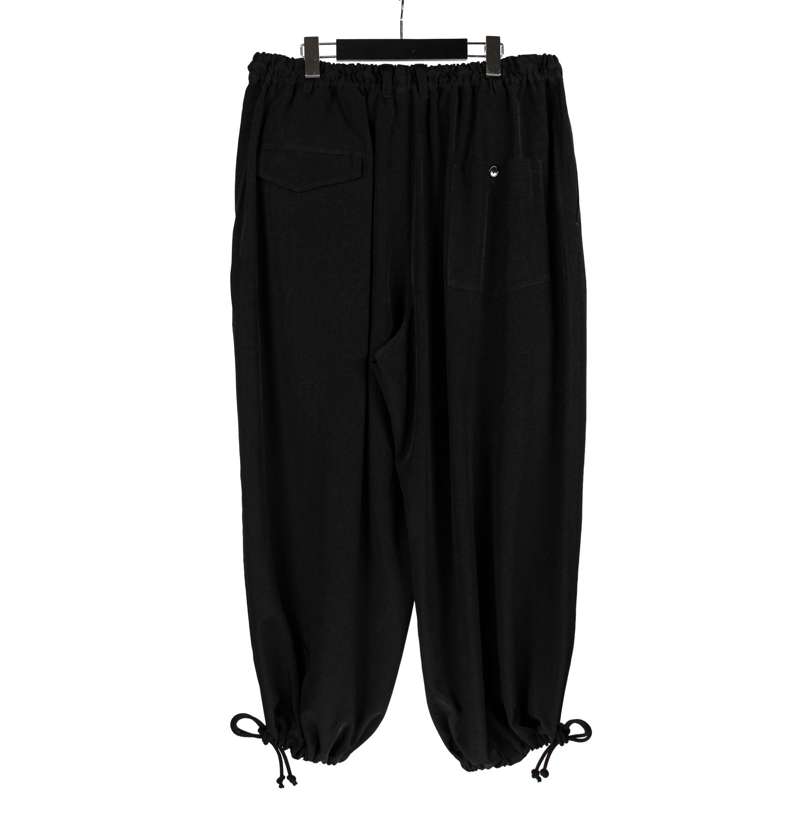 Ground Y | POLYESTER/TRIACETATE CREPE de CHINE BALLOON PANTS / バルーンパンツ (ユニセックス) / ブラック / GA-P24-500-1