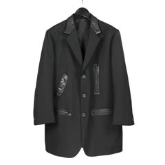 pour homme  | レザー切替ファスナーJ / ジャケット(メンズ) / アーミーギャバ / ブラック / HW-J11-834