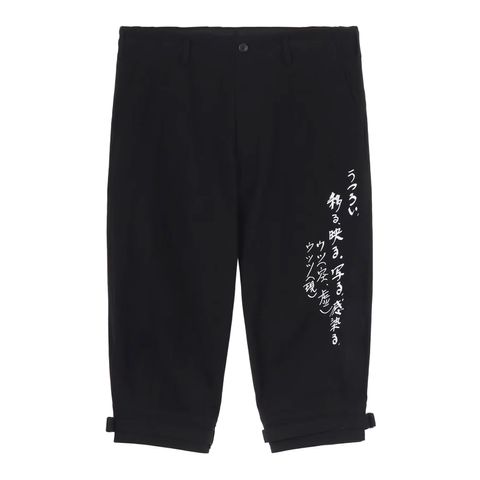 pour homme | 裾カフス手書きP (メンズ) / コットンリネン / ブラック / HP-P35-538