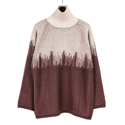 Ground Y | COLOR COMBI HIGH NECK KNIT / タートルネック ニットセーター (ユニセックス) / ベージュ×ブラウン / GL-K01-160-1