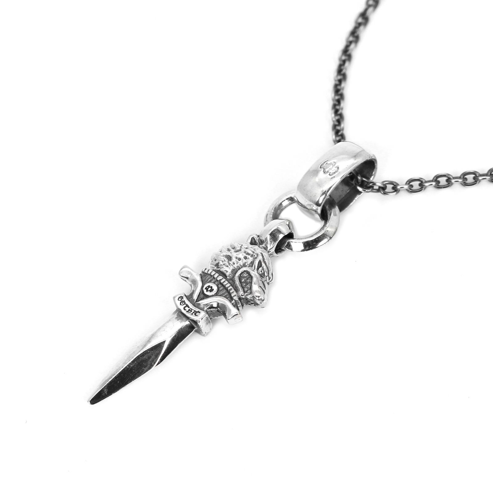 GOTHIC YOHJI YAMAMOTO ゴシック ヨウジヤマモト WOLF DAGGAR PENDANT TOP ウルフダガーペンダントトップ ネックレストップ シルバー156ミリ重さ