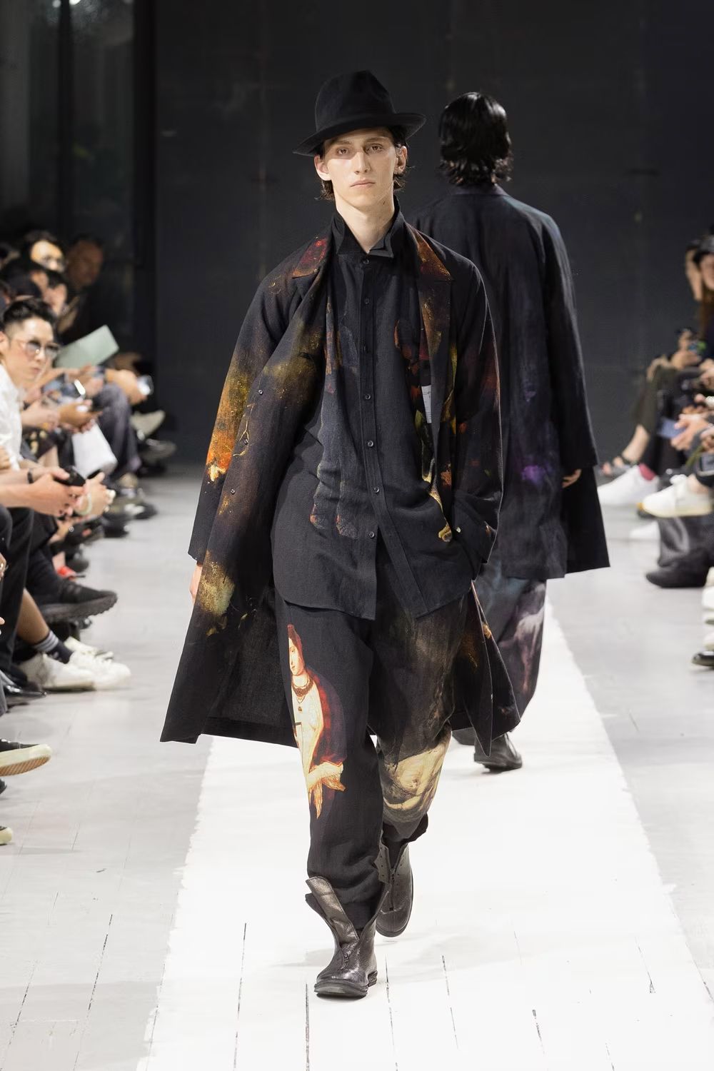 yohji yamamoto - pour homme | M-1柄左二重衿B / シャツ・ブラウス (メンズ) / ブラック /  HS-B38-353 | ALUBUS / RUFUS