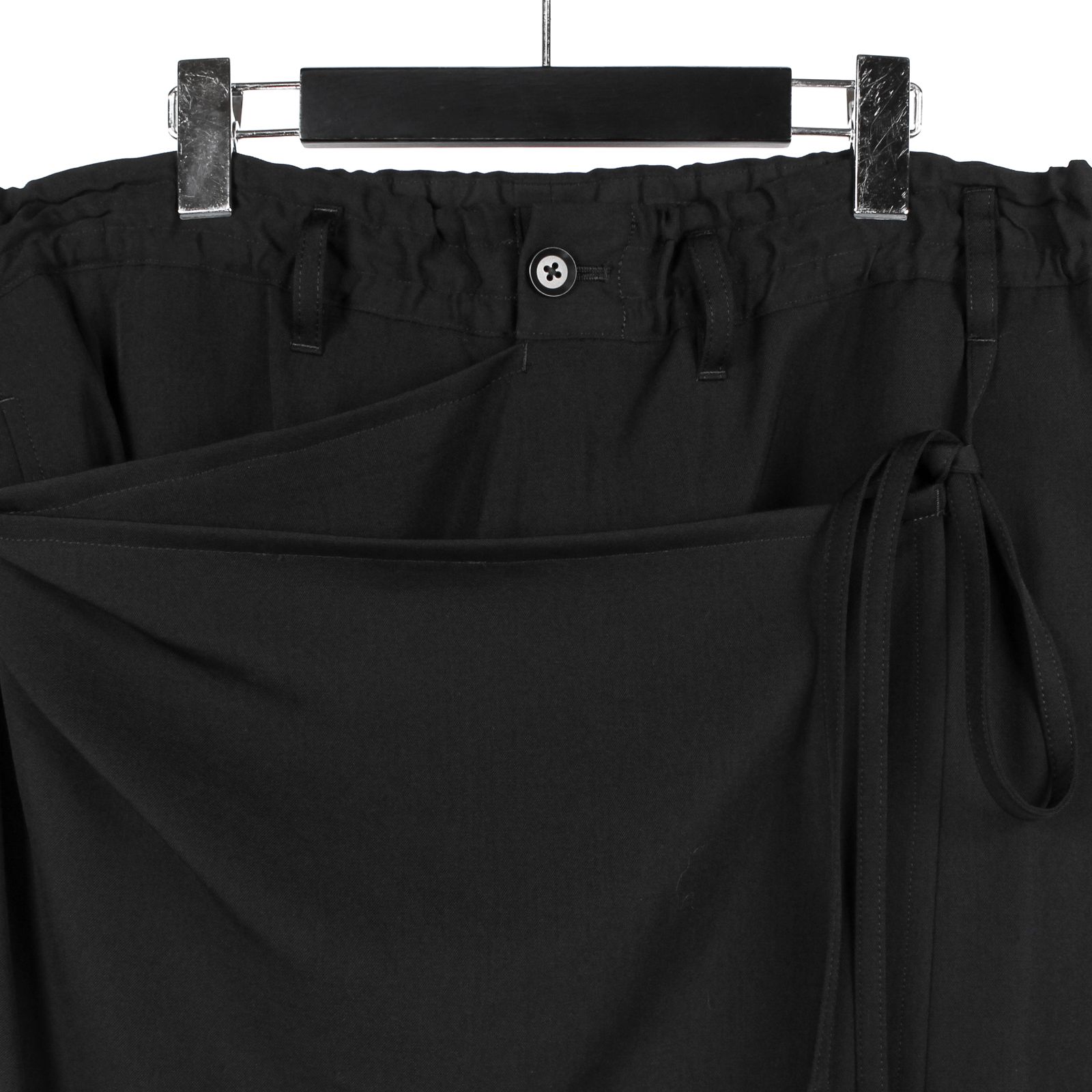 Ground Y | WOOL GABARDINE WRAP PANTS / ラップパンツ (ユニセックス) / ブラック / GA-P06-101