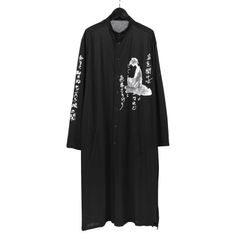 pour homme | 手書きプリントロングB (メンズ) / 長袖シャツ (メンズ) / ブラック / HP-B96-605