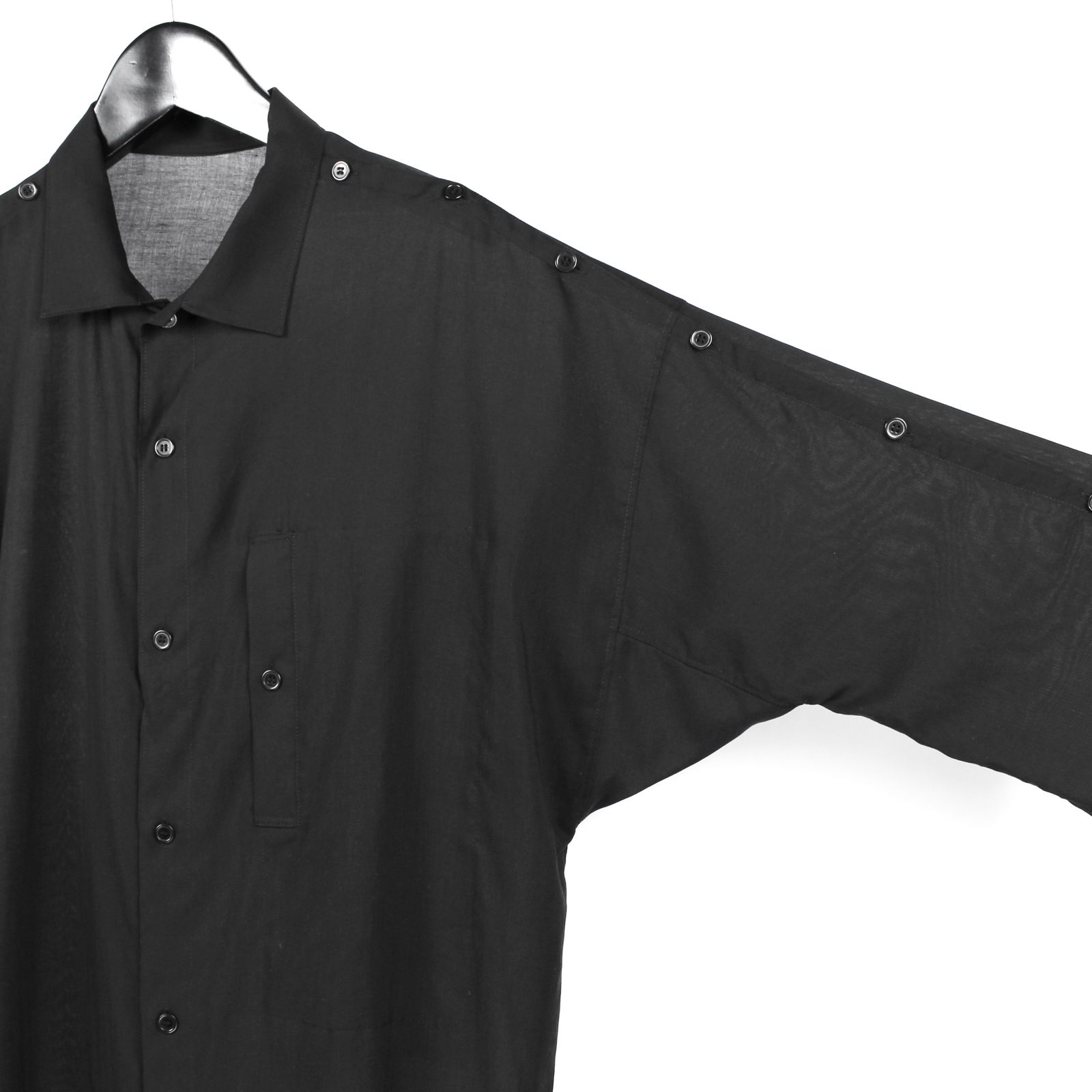 pour homme | 開襟肩あきB (メンズ) / 長袖シャツ / ブラック / HK-B26-235