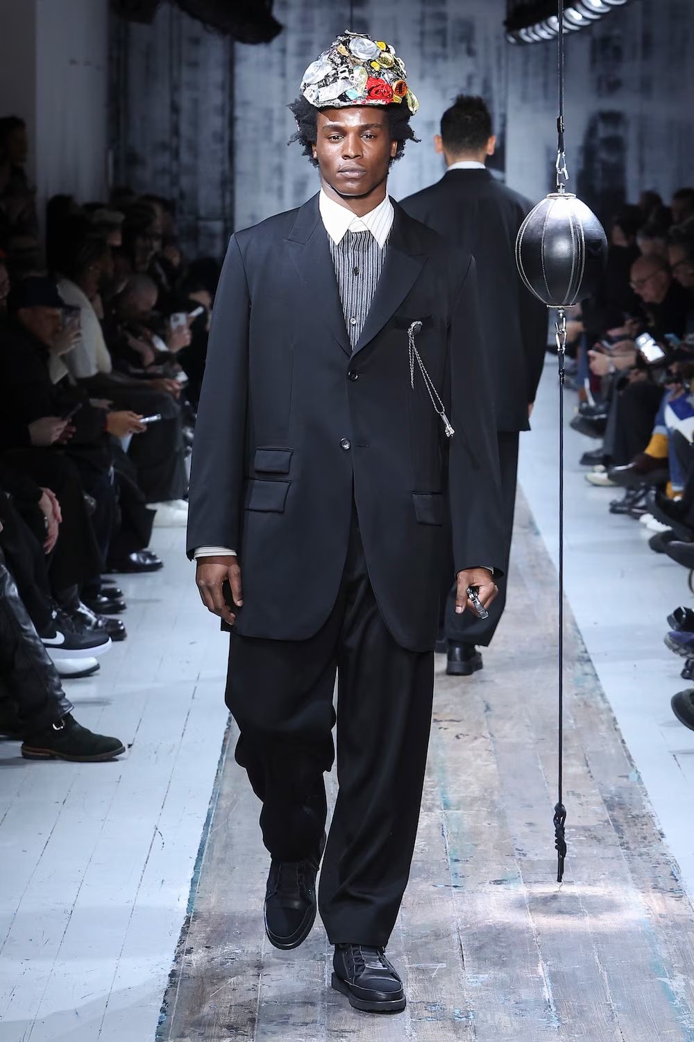 pour homme | 2タック細P  (メンズ) / ウールタキシード / ブラック / HW-P48-154