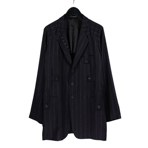 pour homme | STラペル釦5PKJK / ストライプ 細身3ツ釦ジャケット (メンズ) / ブラック / HS-J18-201