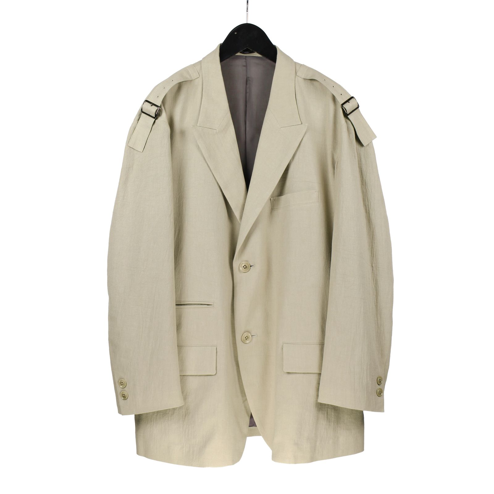 yohji yamamoto - Y's for men | COTTON LINEN VIYELLA 2-BUTTONS JACKET WITH  SHOULDER BUCKLES / 2Bジャケット (メンズ) / ベージュ / MO-J14-012 | ALUBUS / RUFUS